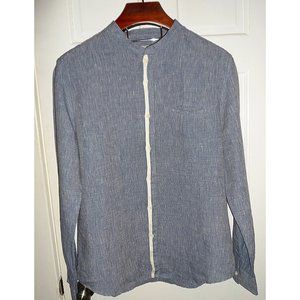 Adolfo Dominguez mandarin collar linen shirt XL